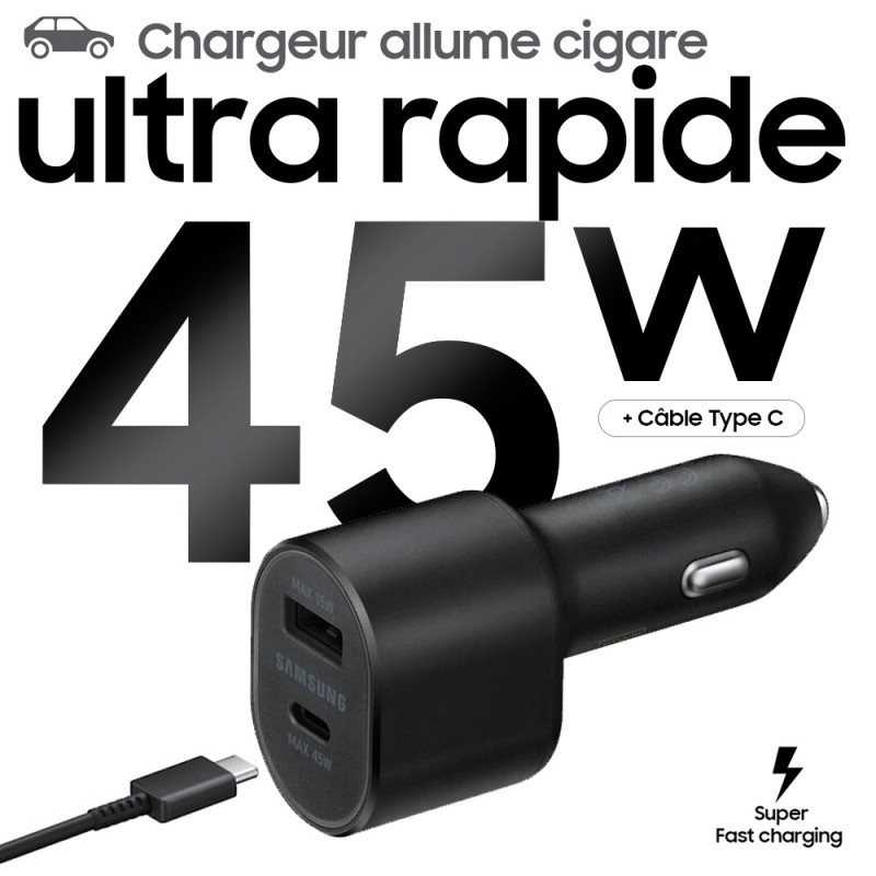 Chargeur allume-cigare pour tablettes SAMSUNG + 1 port USB