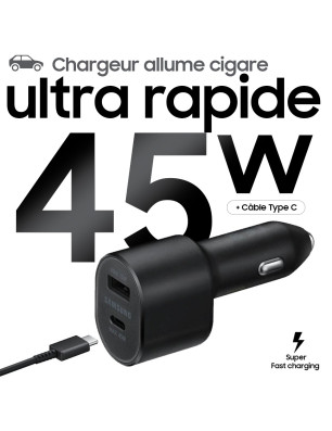 Chargeur voiture rapide : double port USB