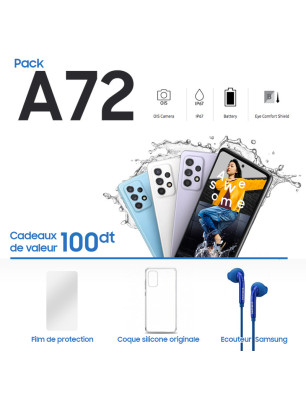 Galaxy A72 4G + Écouteur SAMSUNG + Film Protection Pro prix tunisie