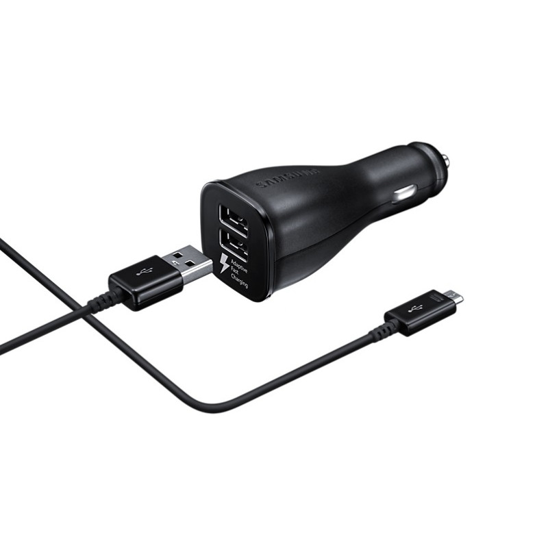 Chargeur voiture rapide : Double port USB Couleur Noir