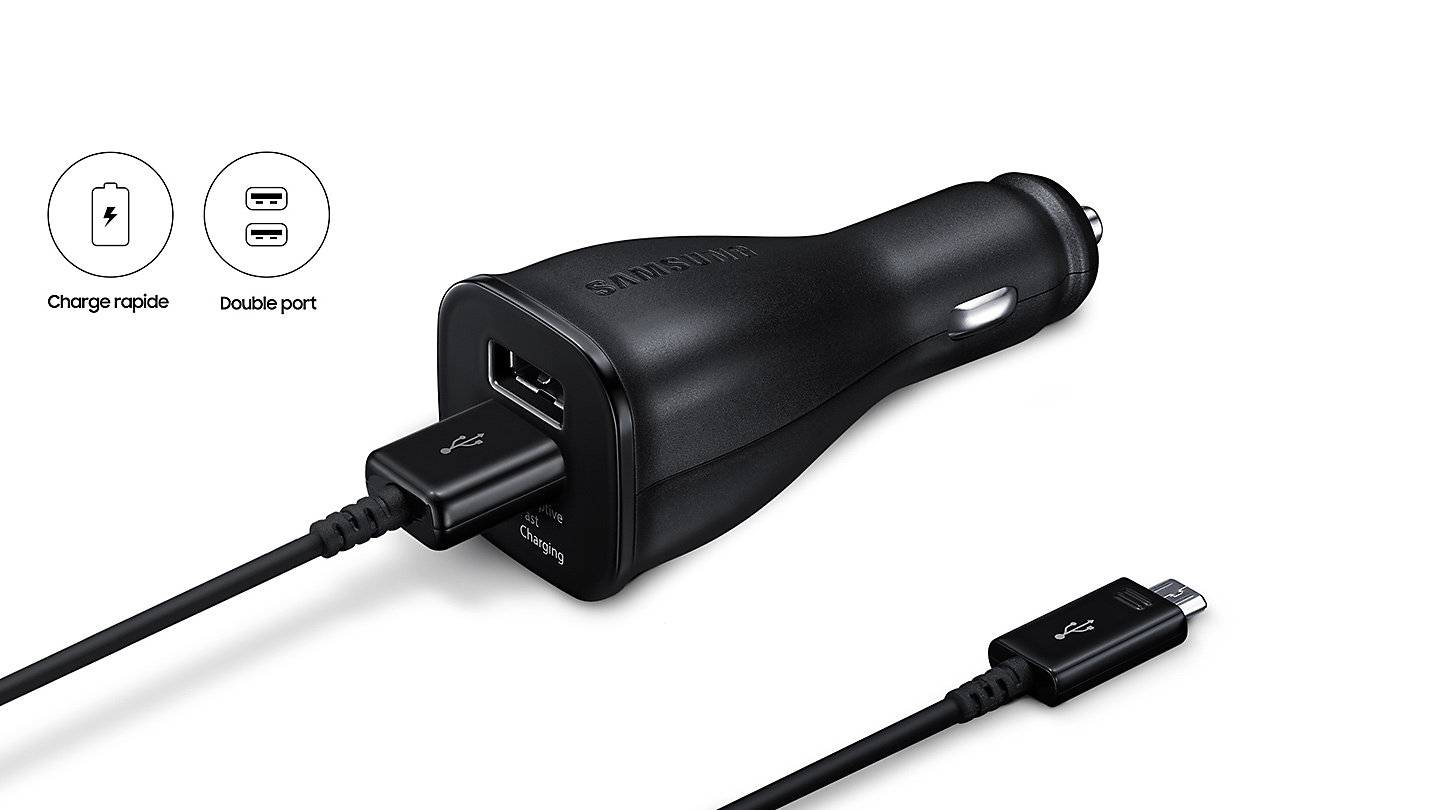 Chargeur voiture rapide avec un port USB en ligne - Samsung Brand Shop  Couleur Noir